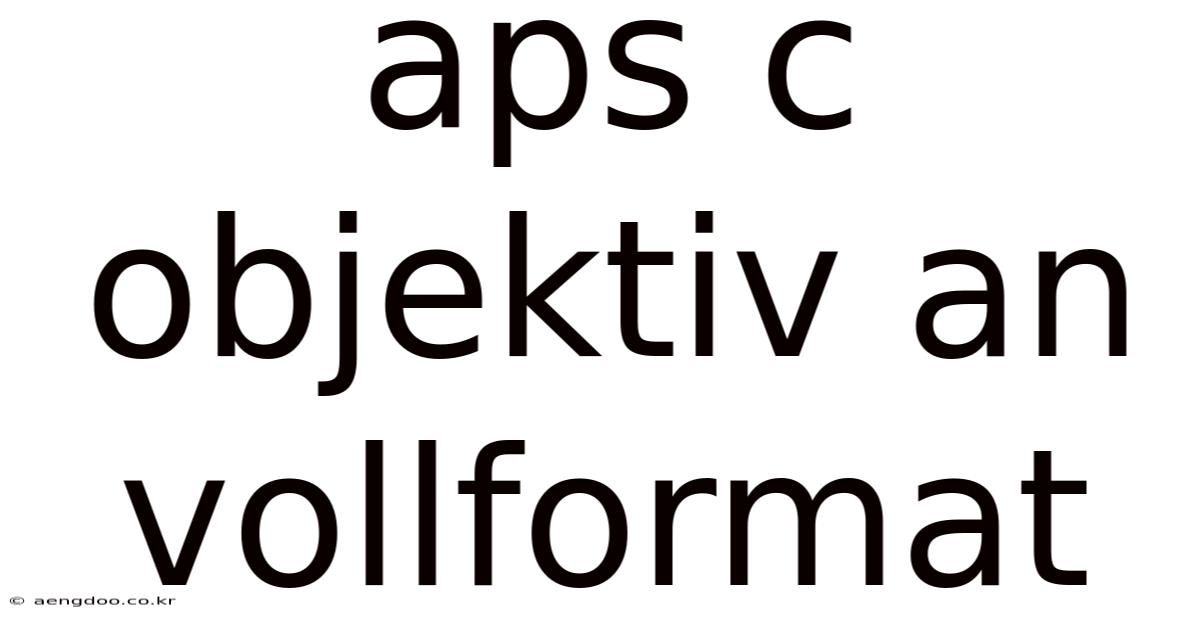 Aps C Objektiv An Vollformat