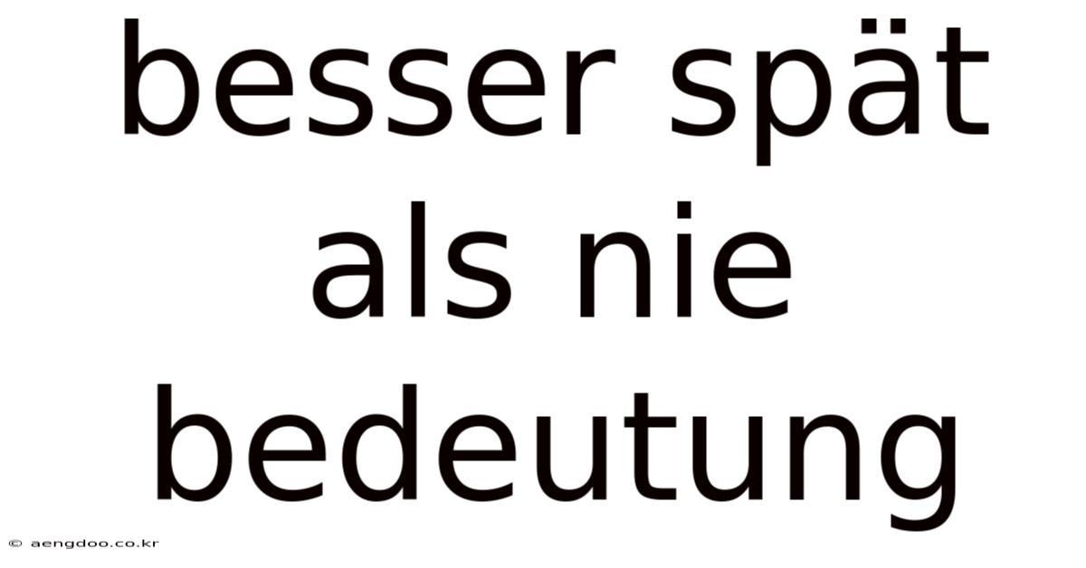 Besser Spät Als Nie Bedeutung