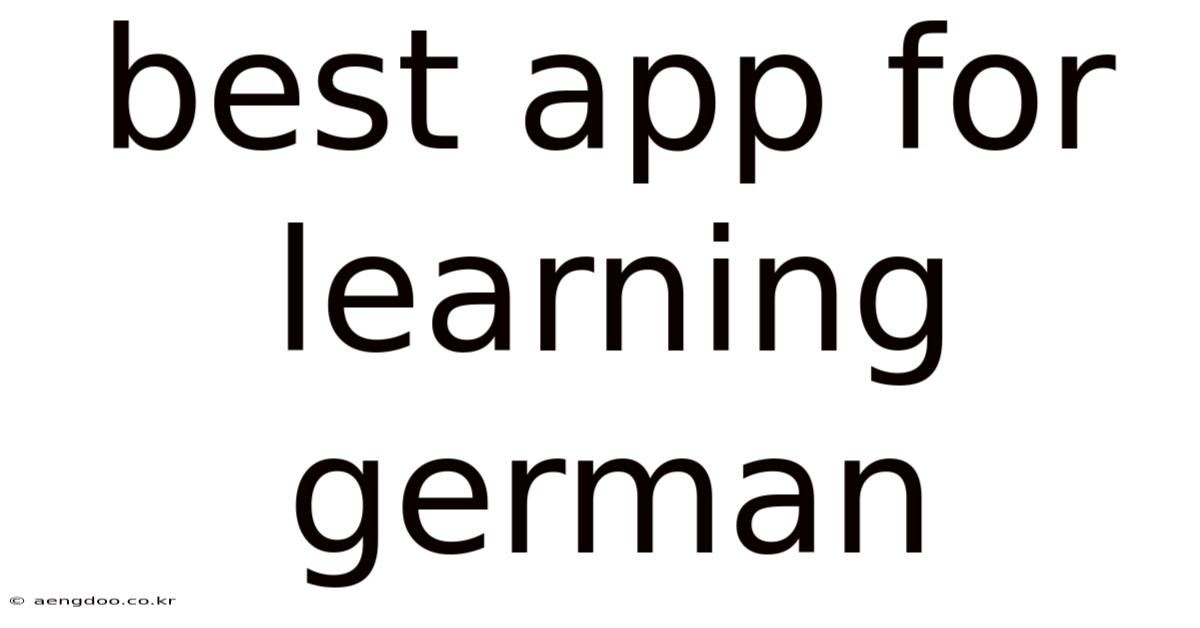 Best App For Learning German