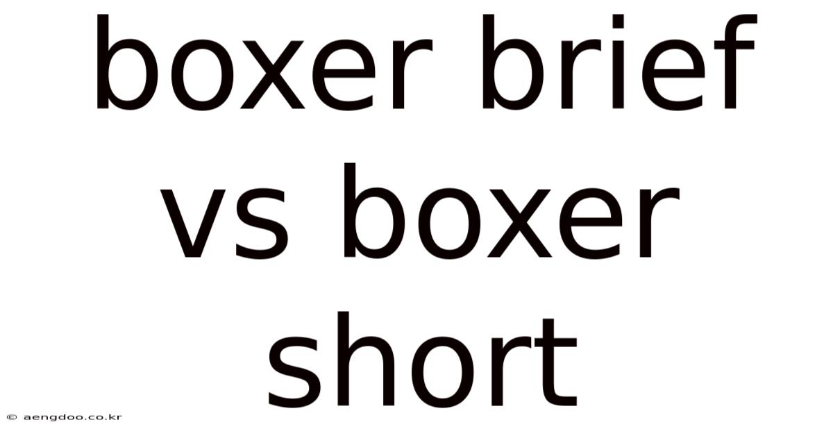 Boxer Brief Vs Boxer Short