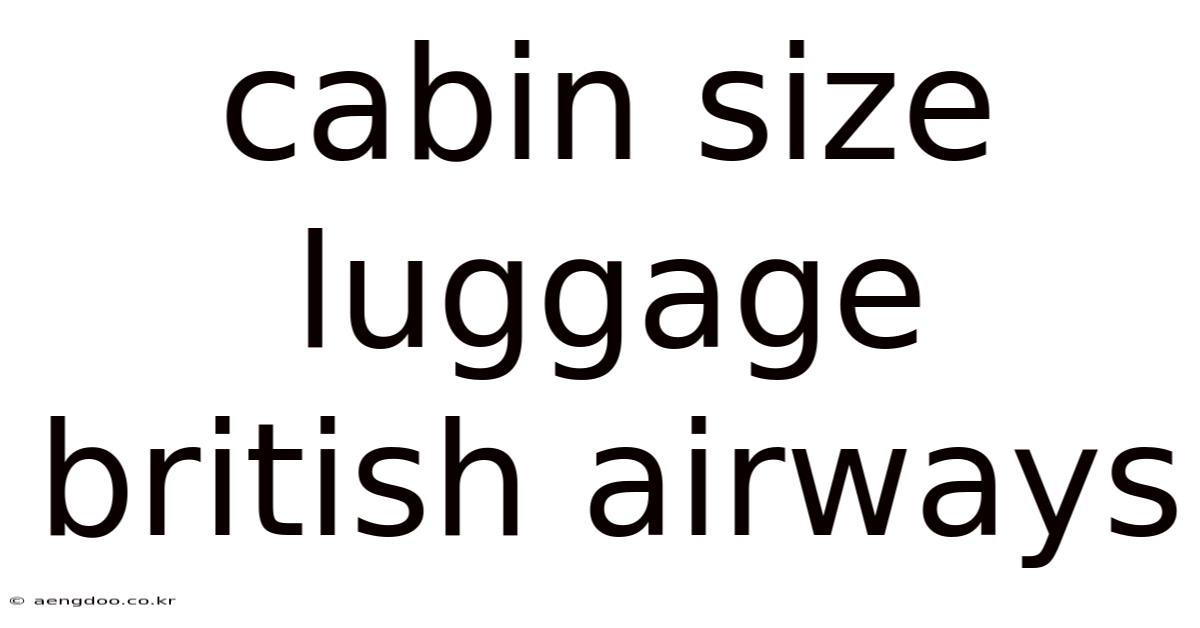 Cabin Size Luggage British Airways