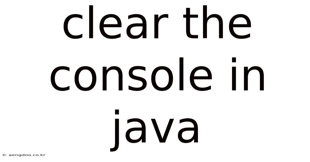Clear The Console In Java
