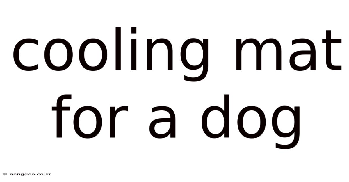 Cooling Mat For A Dog