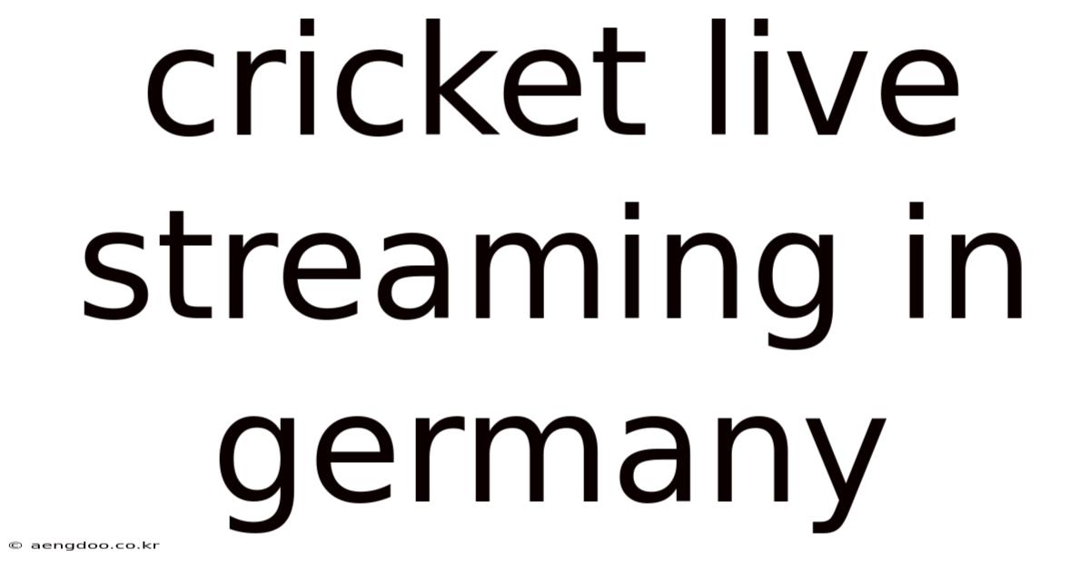 Cricket Live Streaming In Germany