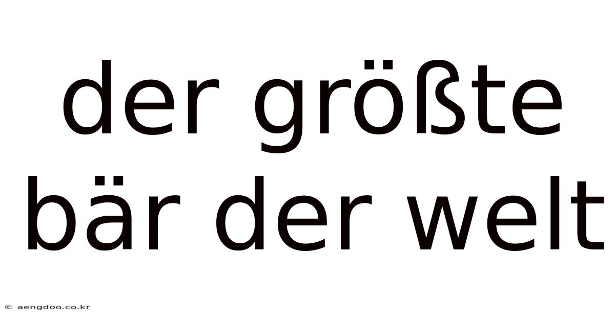 Der Größte Bär Der Welt