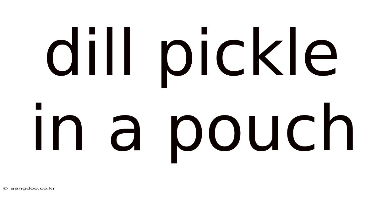 Dill Pickle In A Pouch