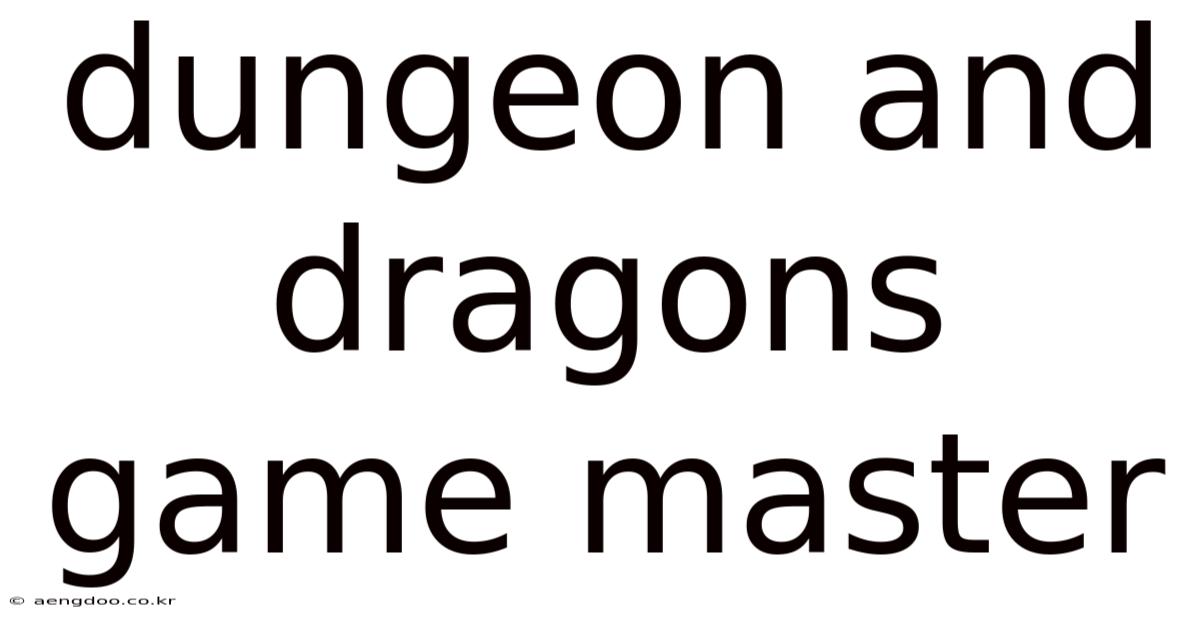 Dungeon And Dragons Game Master