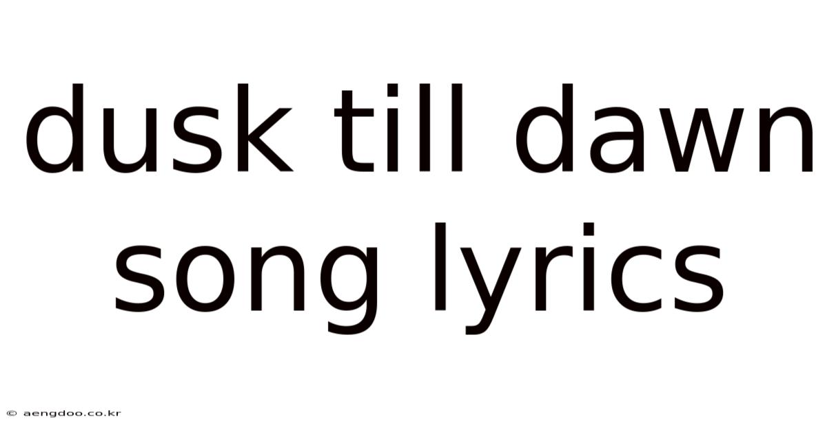 Dusk Till Dawn Song Lyrics