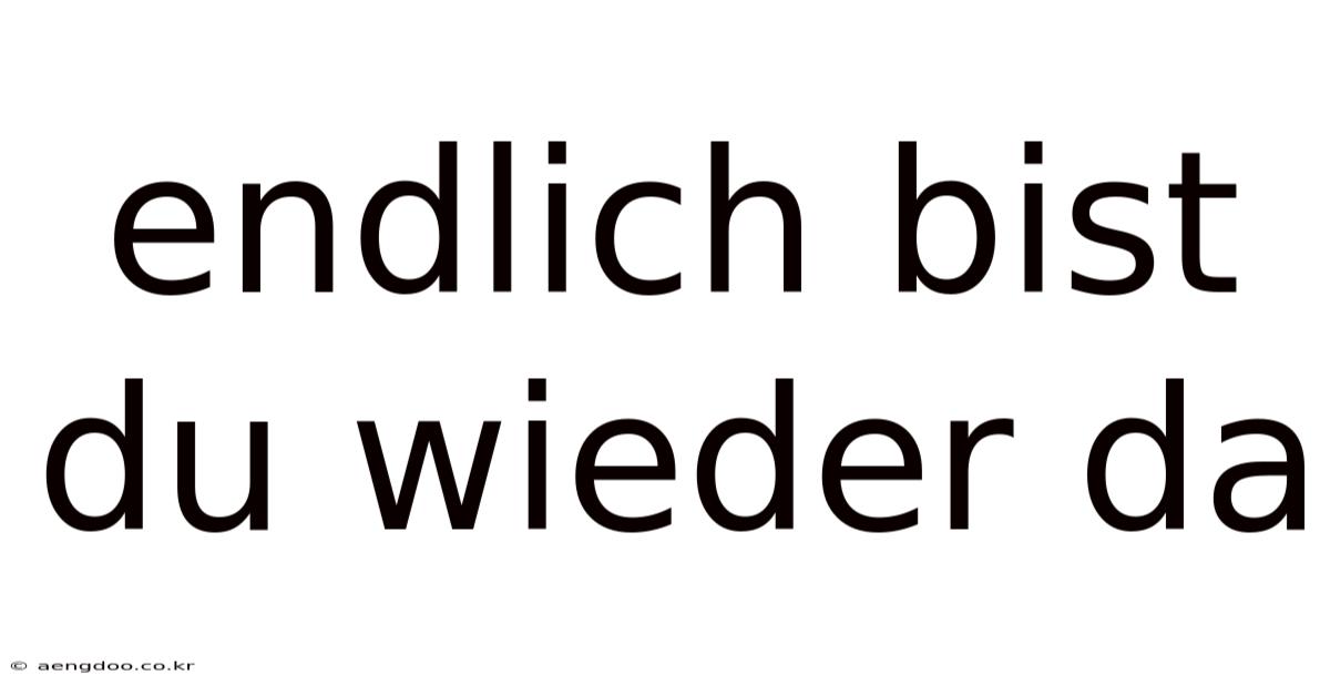 Endlich Bist Du Wieder Da