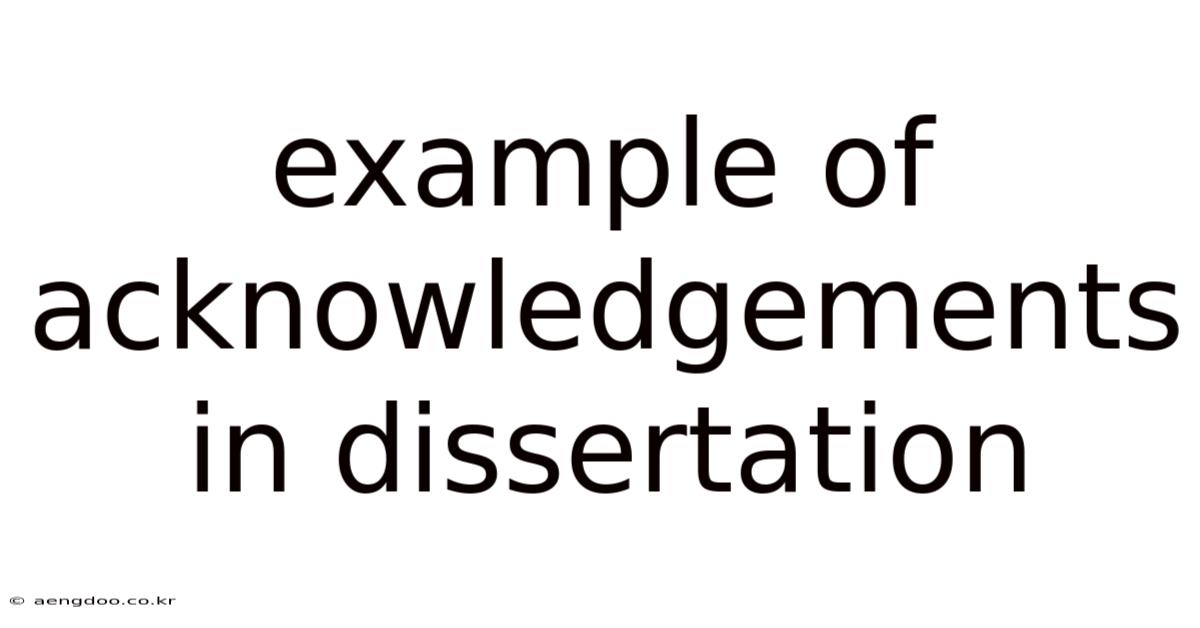 Example Of Acknowledgements In Dissertation