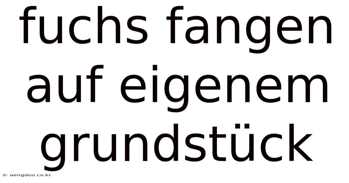 Fuchs Fangen Auf Eigenem Grundstück