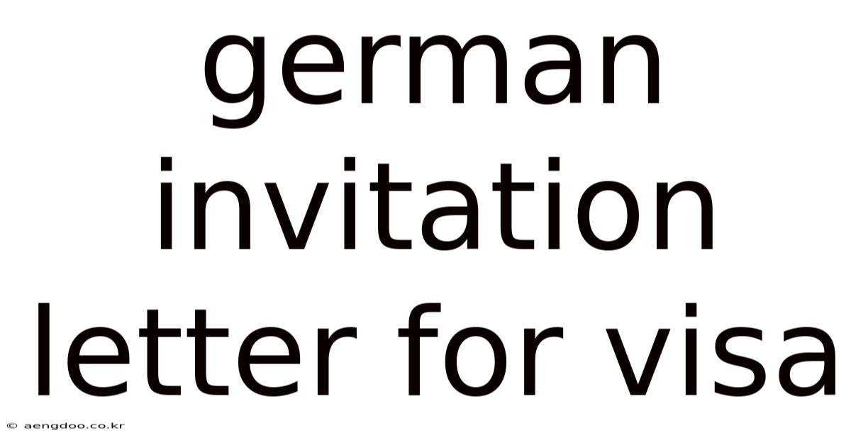 German Invitation Letter For Visa