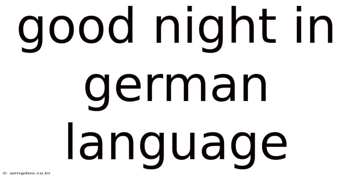 Good Night In German Language