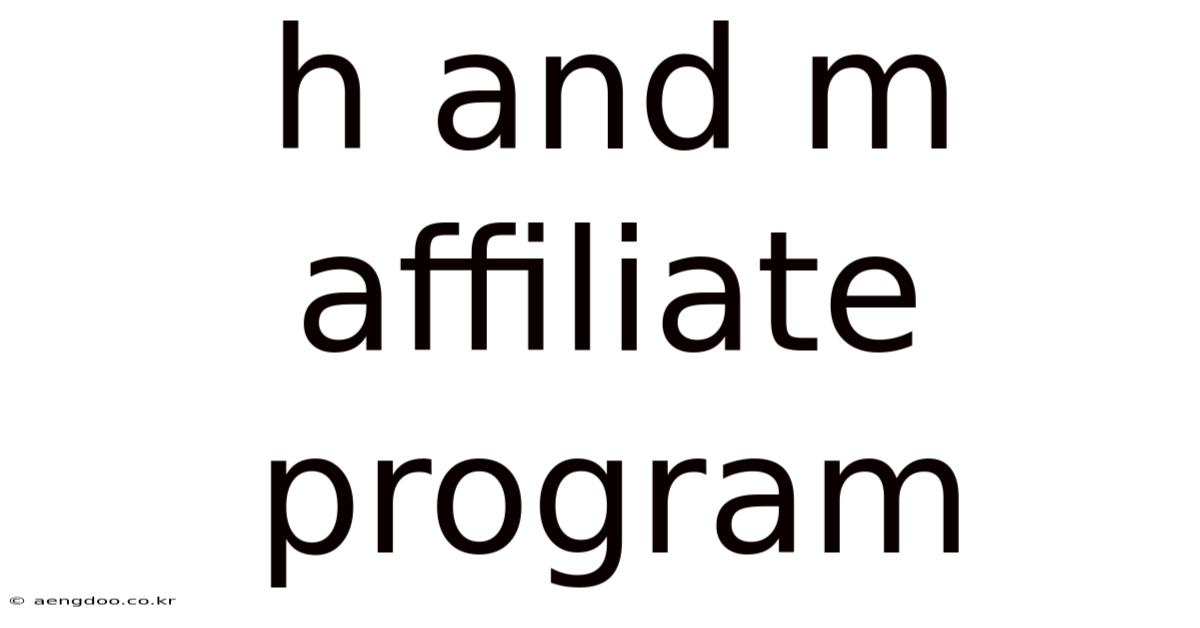 H And M Affiliate Program