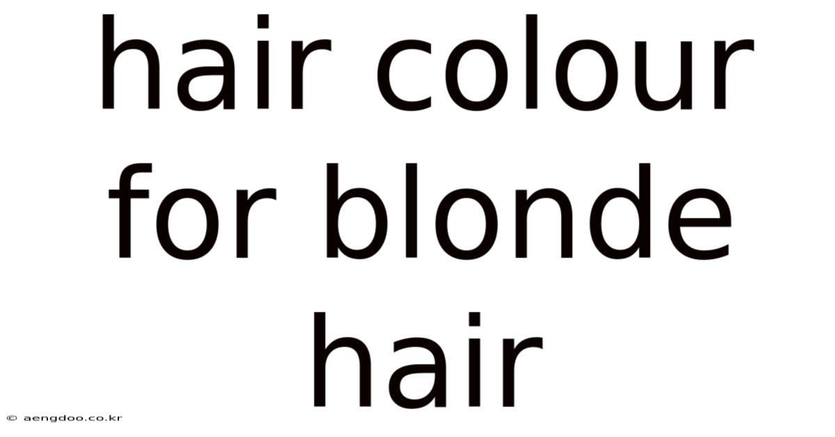 Hair Colour For Blonde Hair