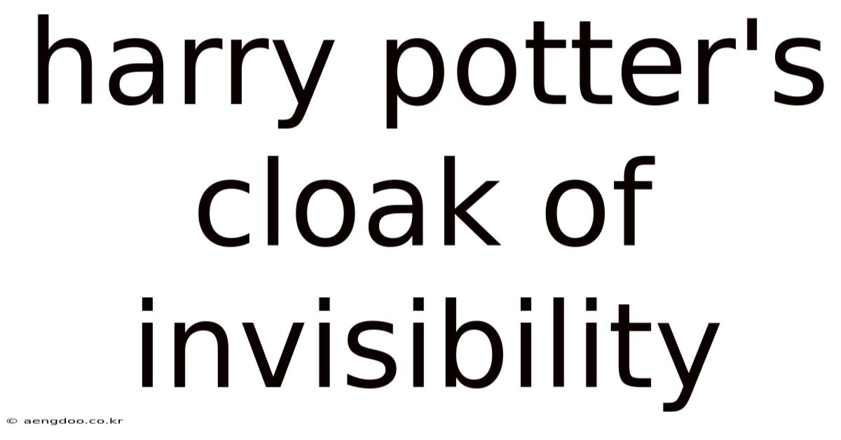 Harry Potter's Cloak Of Invisibility