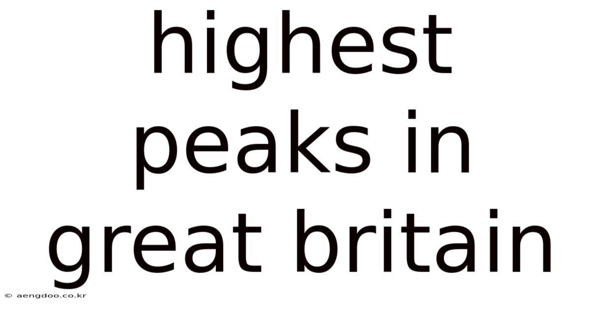 Highest Peaks In Great Britain