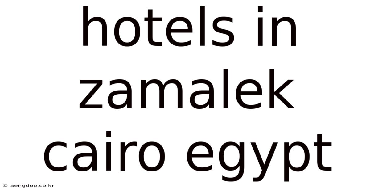 Hotels In Zamalek Cairo Egypt