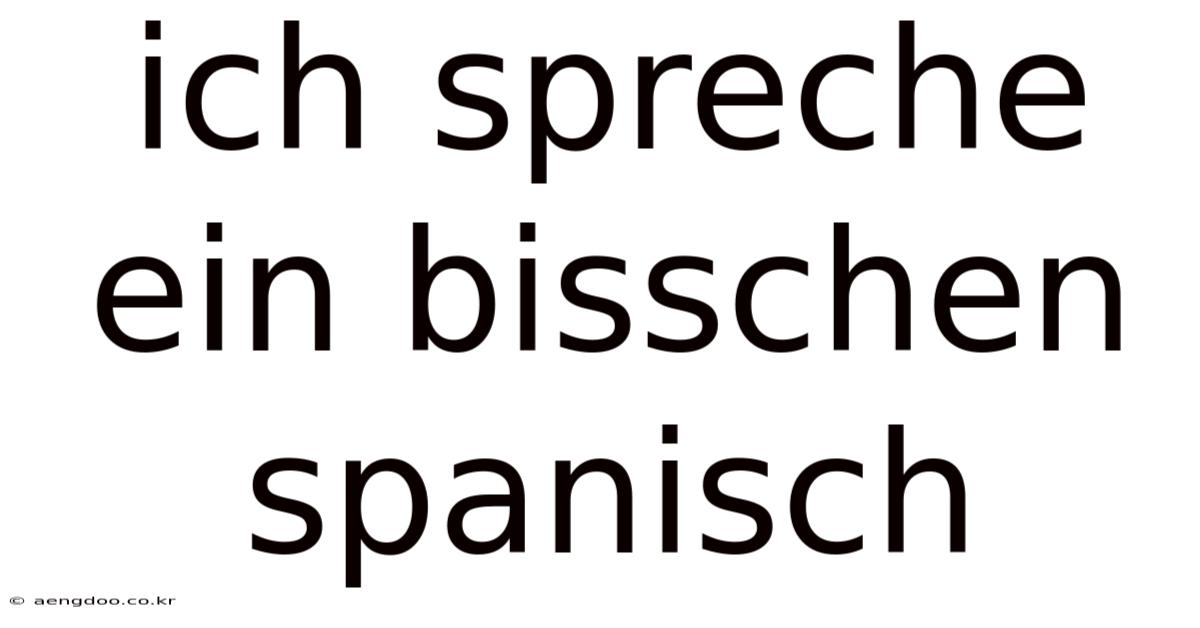 Ich Spreche Ein Bisschen Spanisch