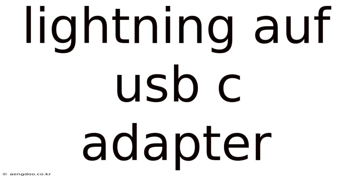 Lightning Auf Usb C Adapter