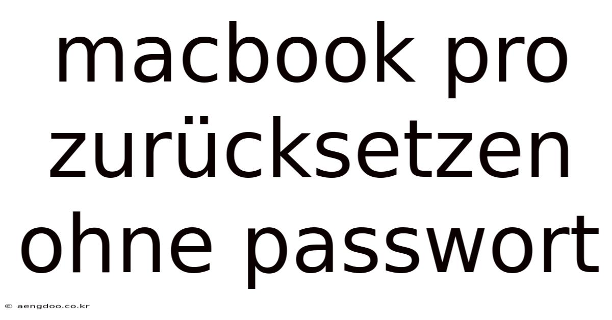 Macbook Pro Zurücksetzen Ohne Passwort