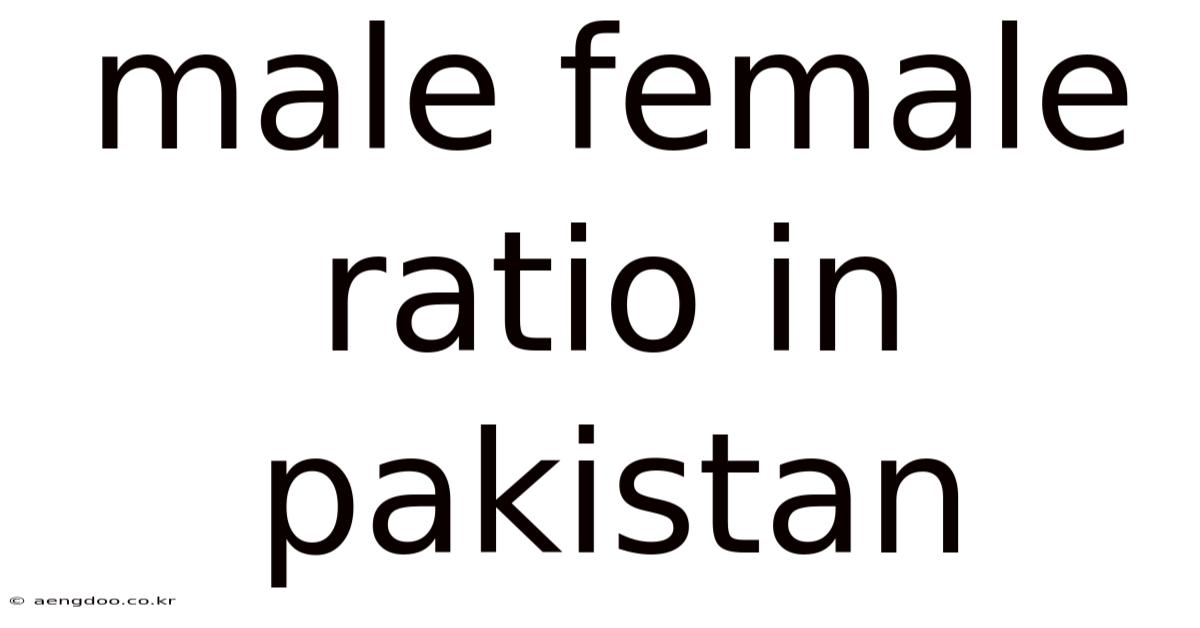 Male Female Ratio In Pakistan