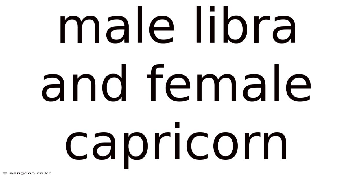 Male Libra And Female Capricorn