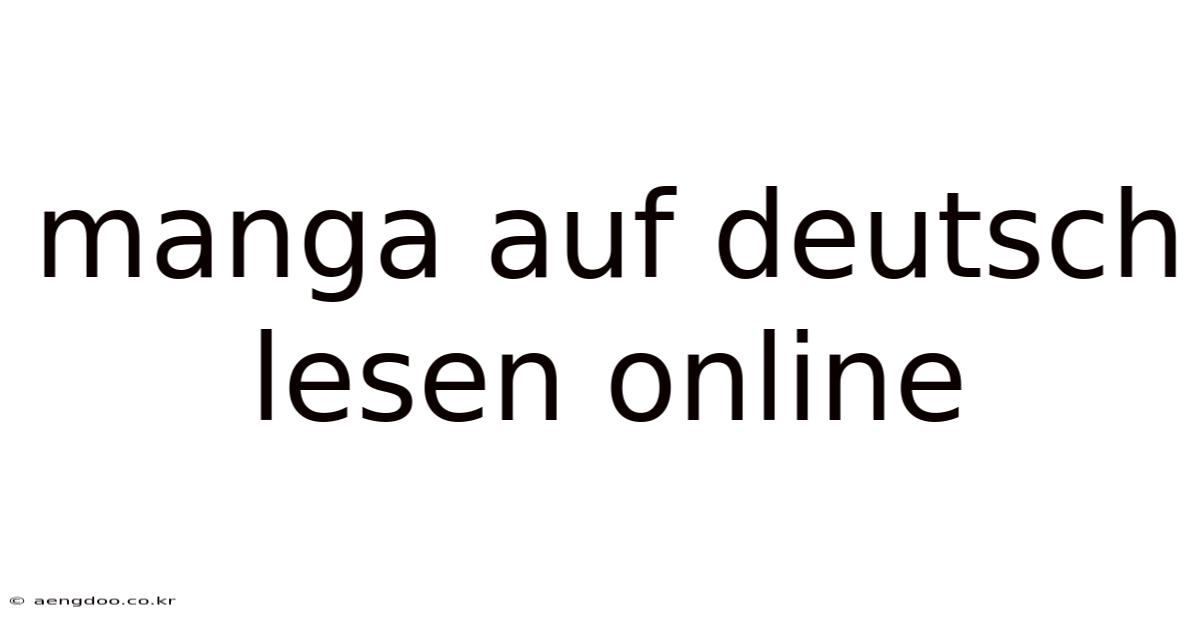 Manga Auf Deutsch Lesen Online