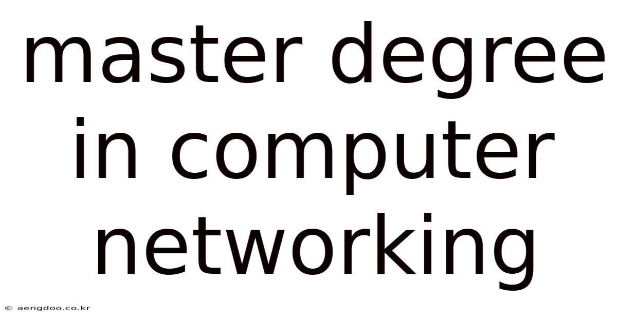 Master Degree In Computer Networking