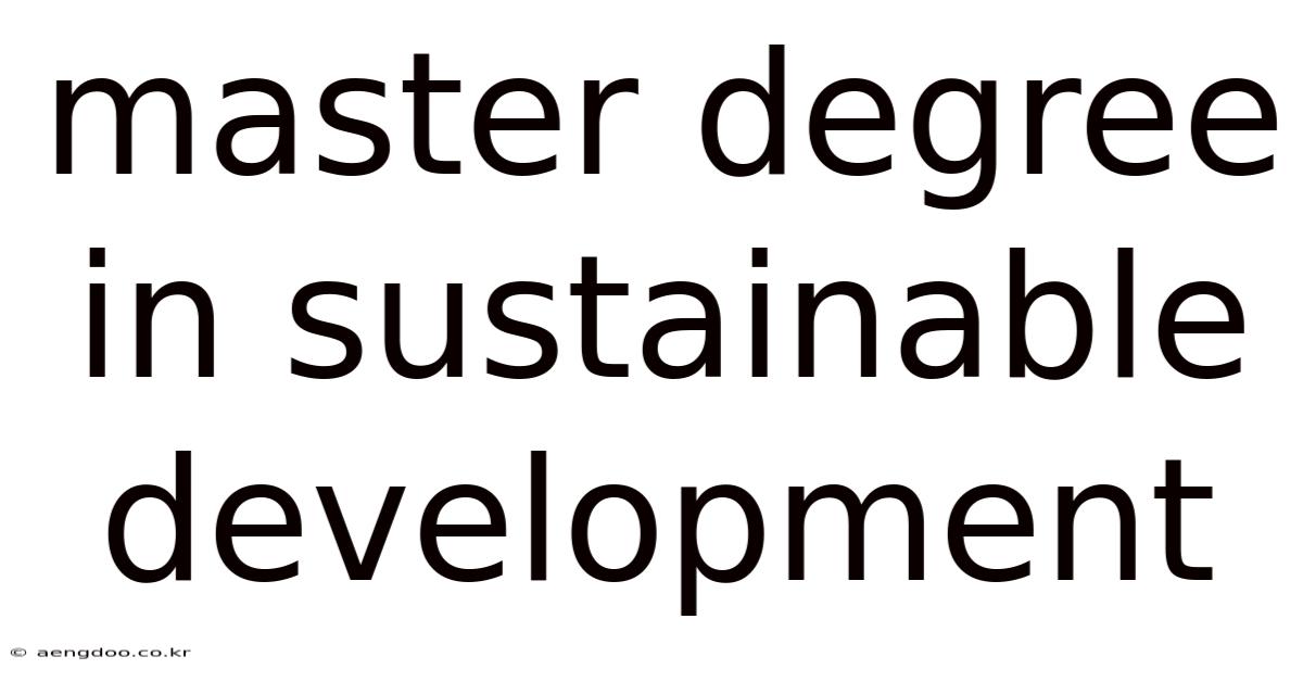 Master Degree In Sustainable Development