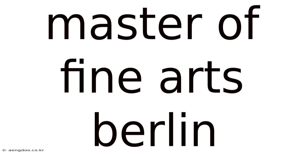 Master Of Fine Arts Berlin