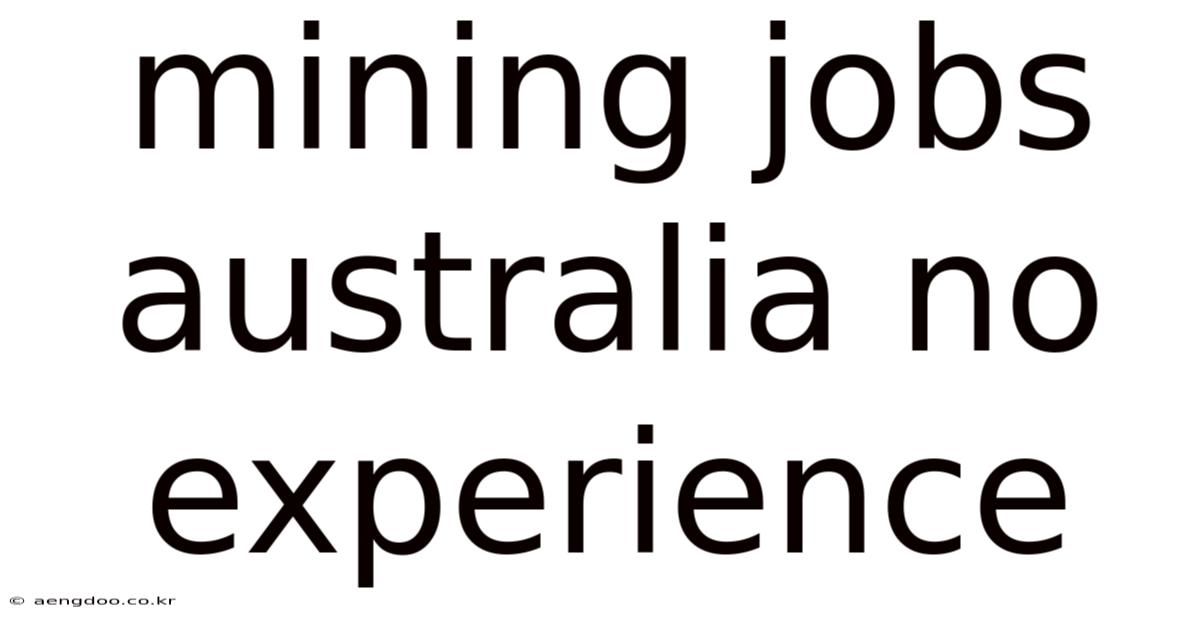 Mining Jobs Australia No Experience