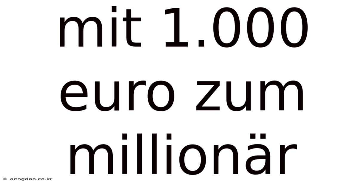 Mit 1.000 Euro Zum Millionär