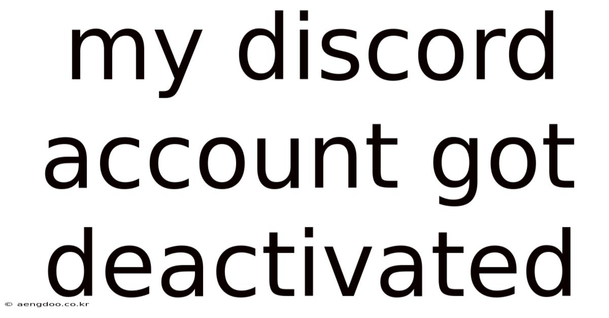My Discord Account Got Deactivated