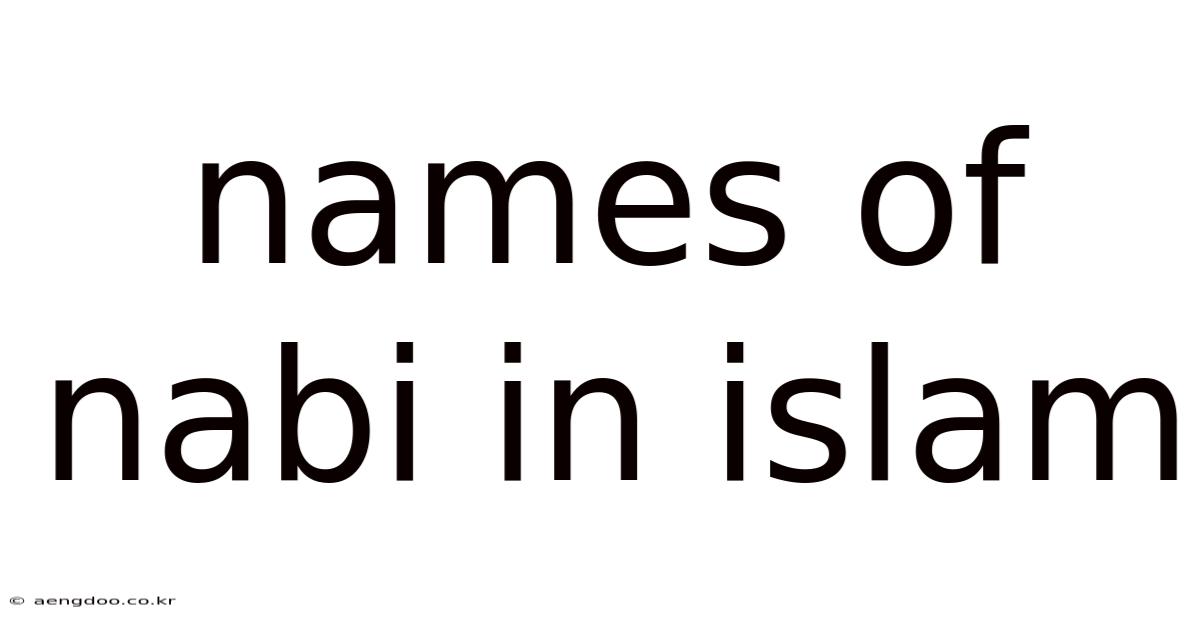 Names Of Nabi In Islam