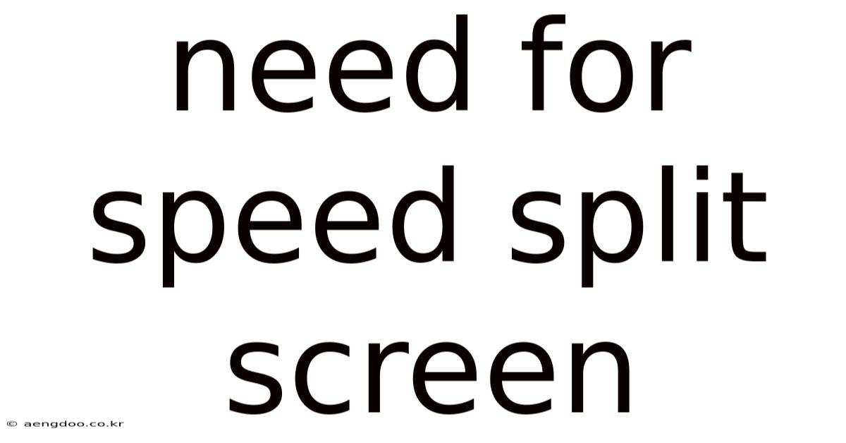 Need For Speed Split Screen