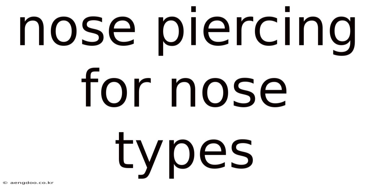 Nose Piercing For Nose Types