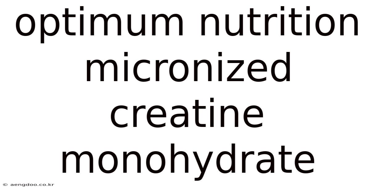 Optimum Nutrition Micronized Creatine Monohydrate