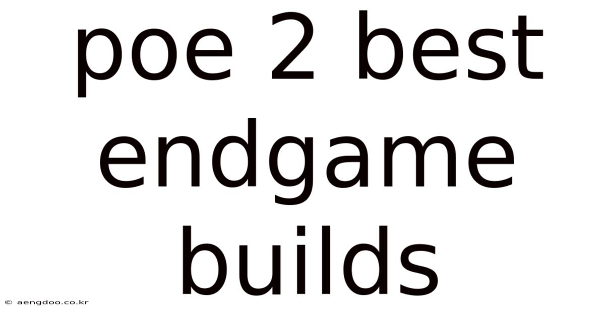 Poe 2 Best Endgame Builds