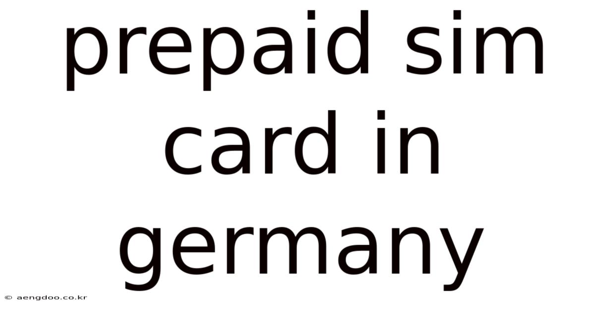 Prepaid Sim Card In Germany
