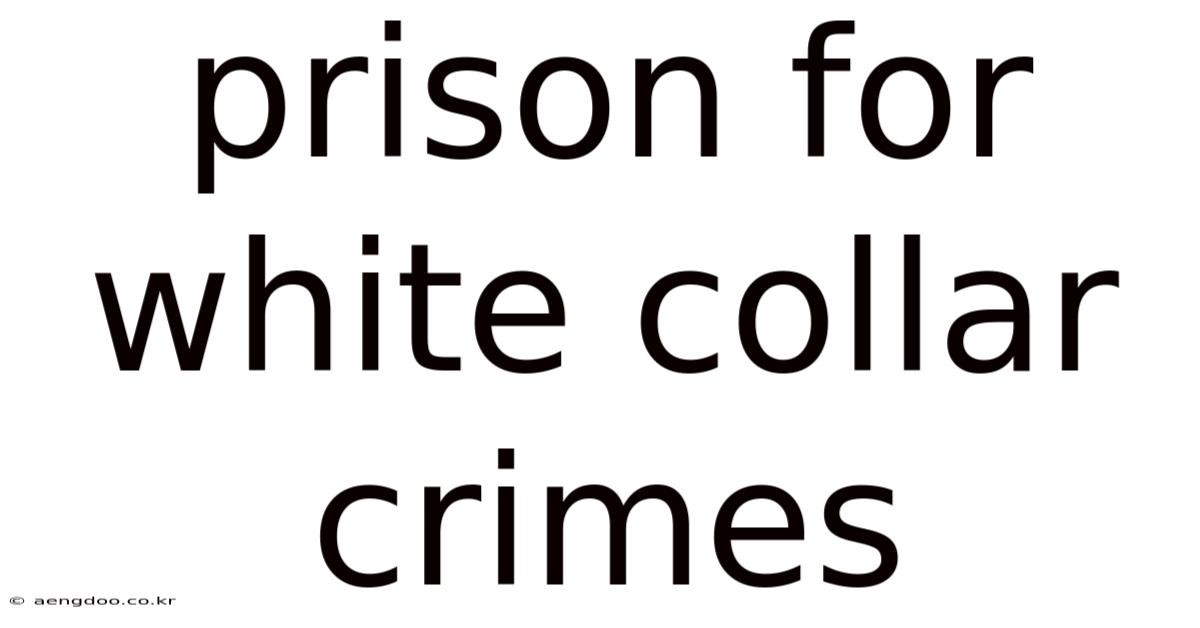 Prison For White Collar Crimes