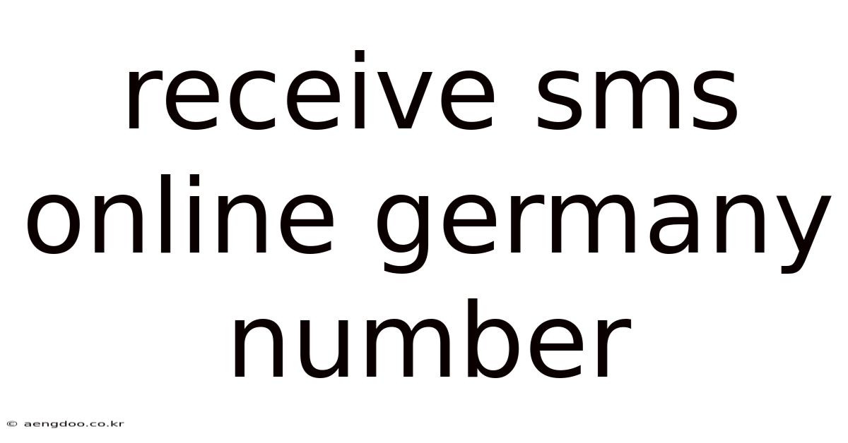 Receive Sms Online Germany Number