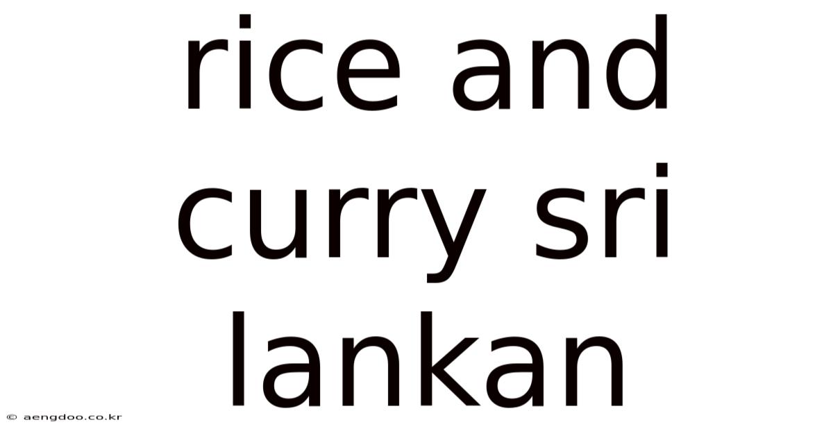 Rice And Curry Sri Lankan