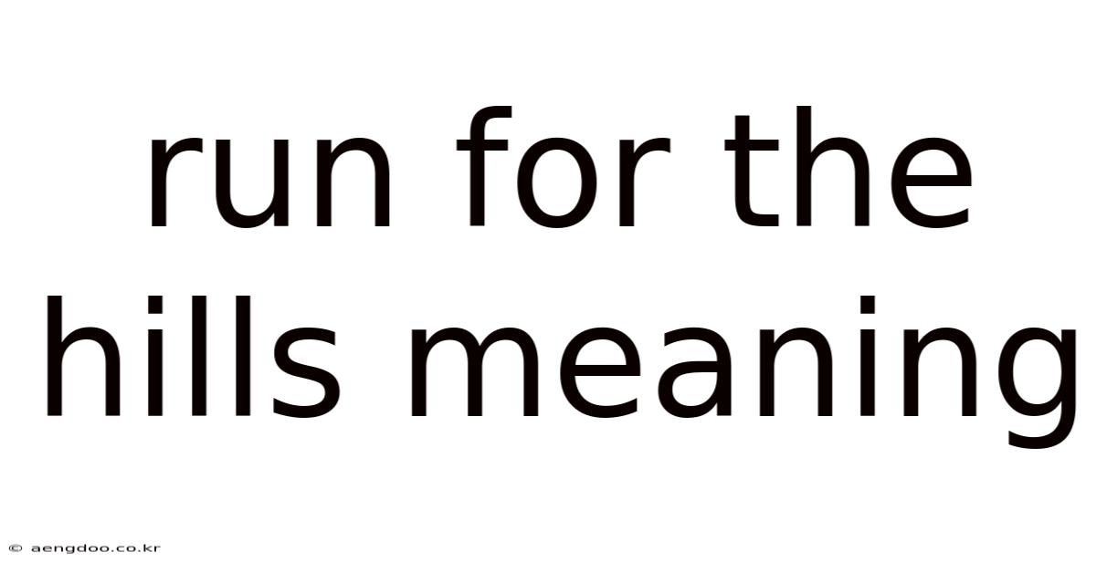 Run For The Hills Meaning