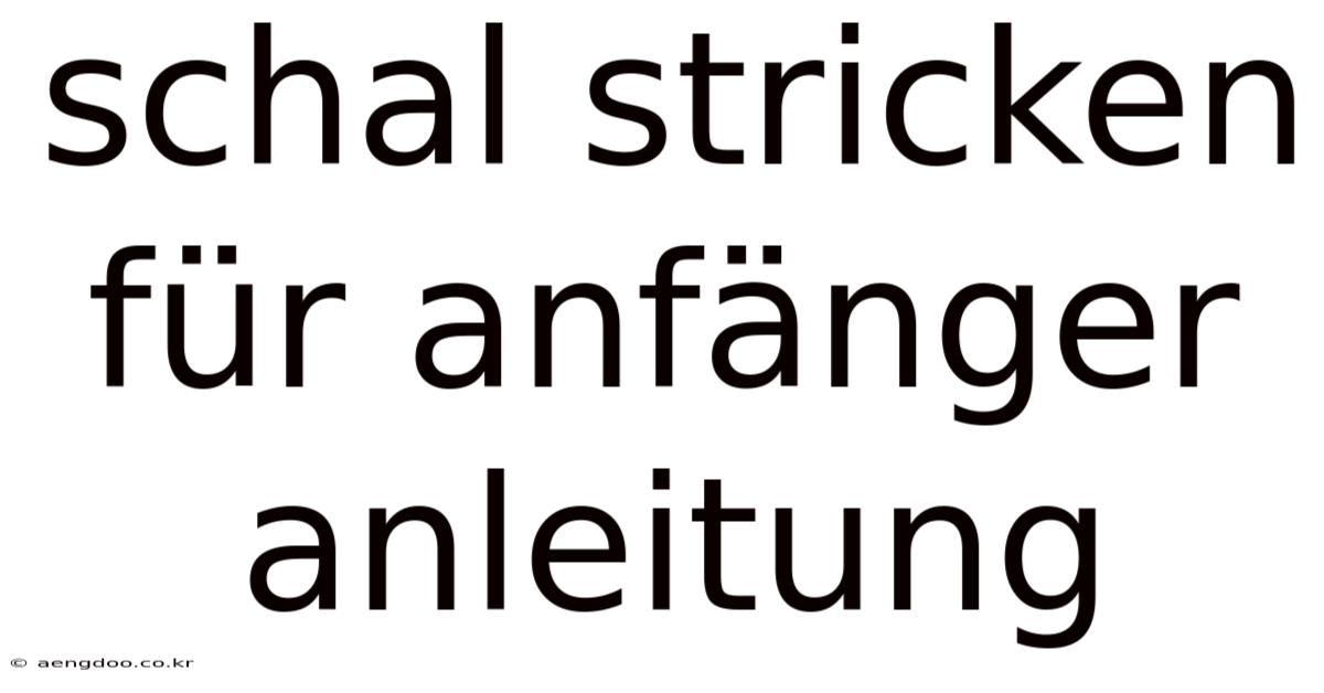 Schal Stricken Für Anfänger Anleitung