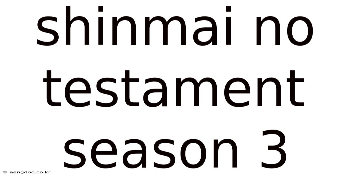 Shinmai No Testament Season 3