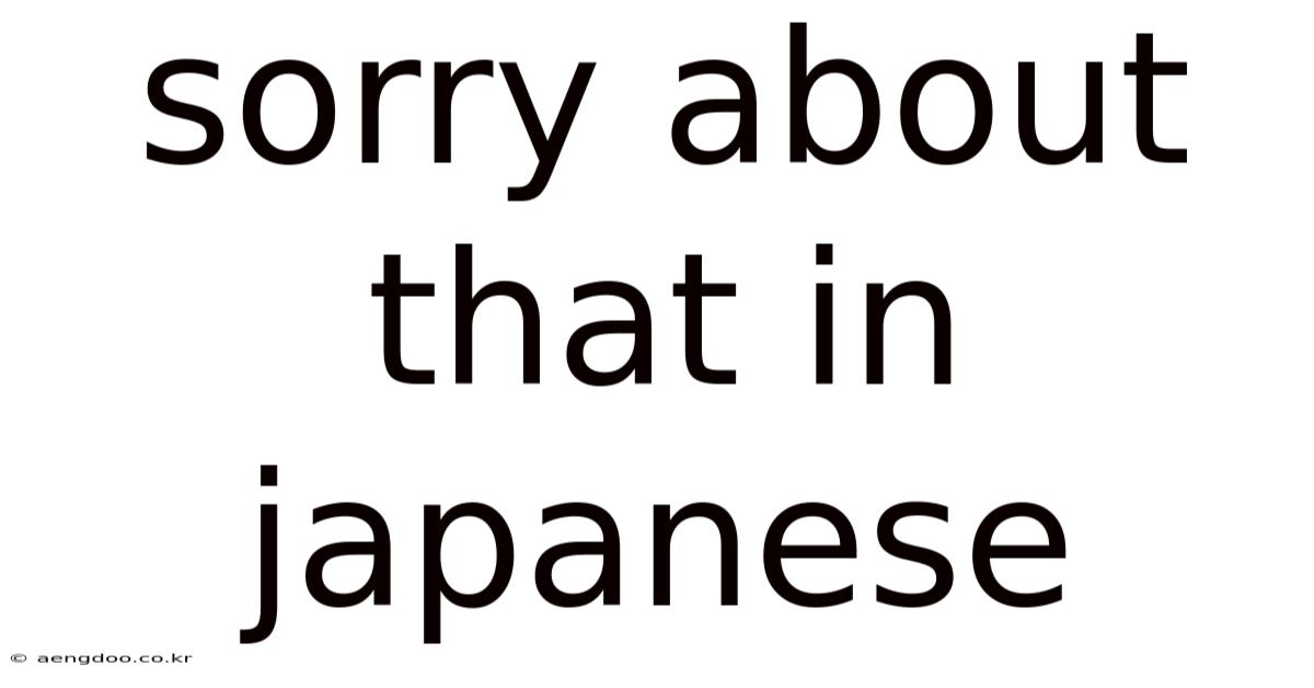 Sorry About That In Japanese