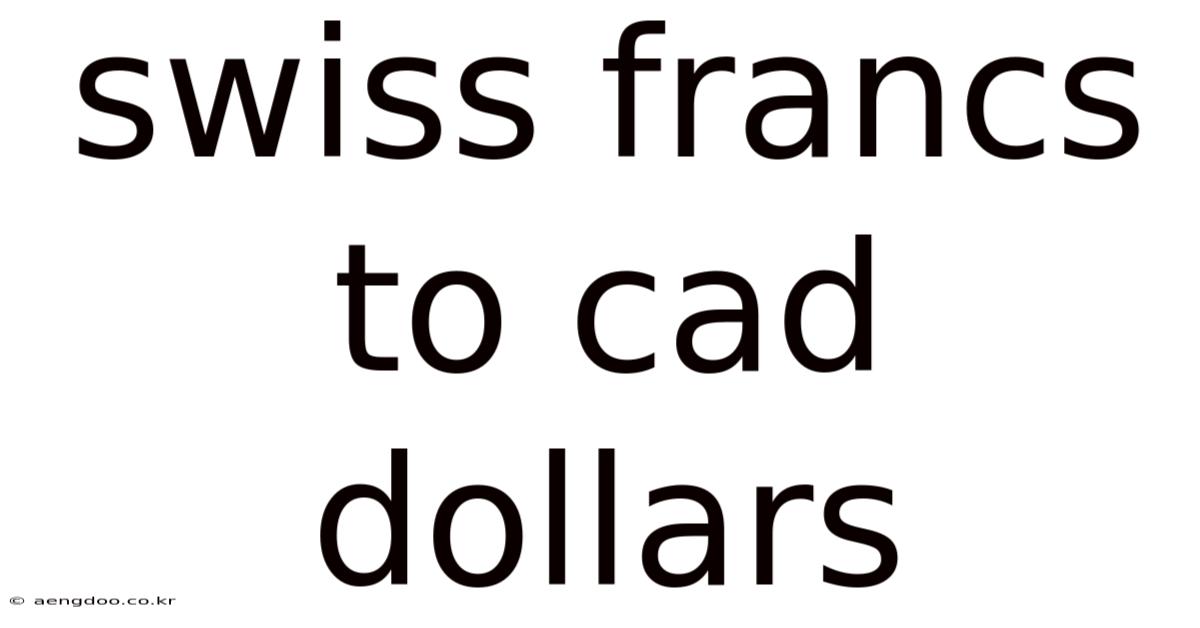 Swiss Francs To Cad Dollars