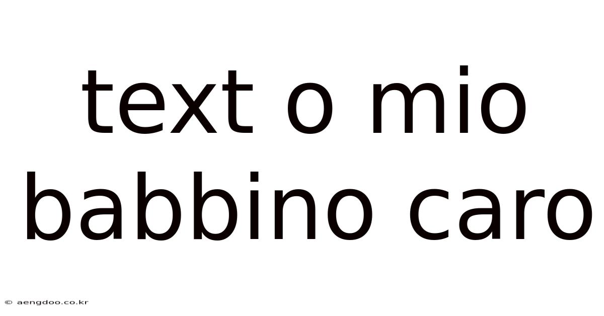 Text O Mio Babbino Caro