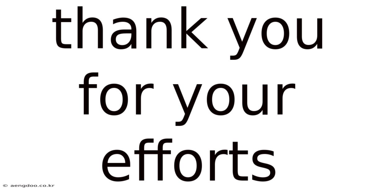 Thank You For Your Efforts